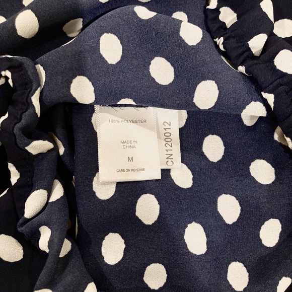 New York & Company Soho Jeans Polka Dot V-Neck Top, Size M, Navy - Picture 6 of 11